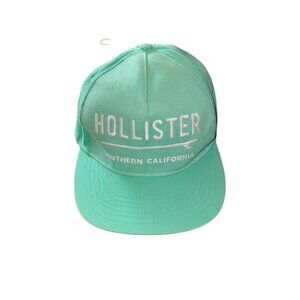 Hollister Baseball Cap One Size Snapback Teal Unisex White Embroidery Cotton NEW